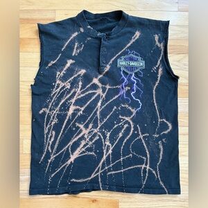 Vintage Harley Davidson Y2K Lightning Bleached Sarasota Florida Tank Mens Size L